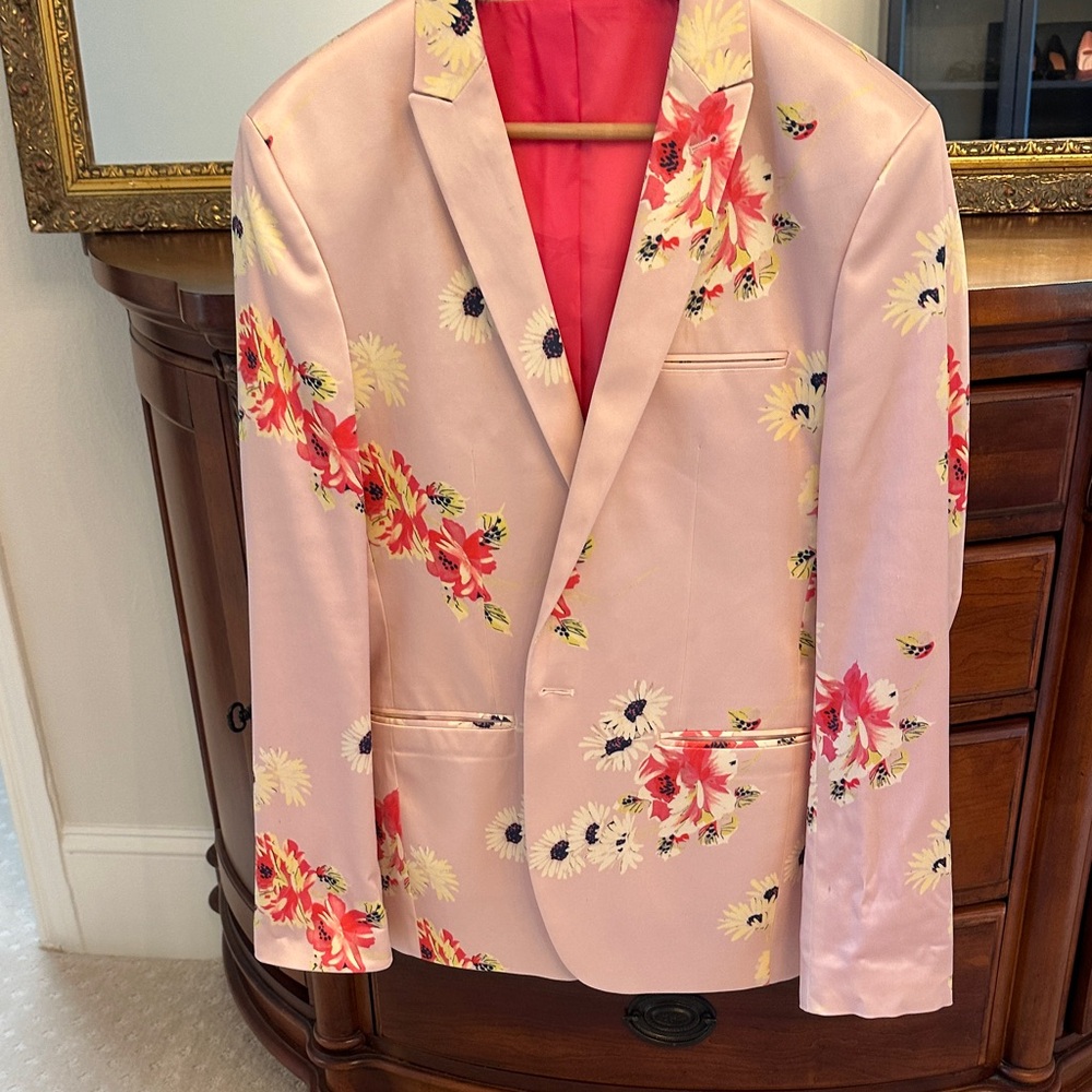 ASOS Floral Blazer in Light Pink and Red